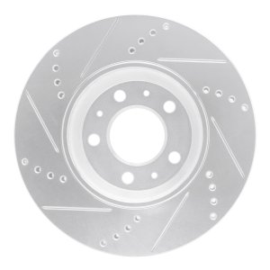Pontiac Solstice Brake Rotor (1) - Front Right - R1 Concepts - Drilled & Slotted - Silver - `06-`10